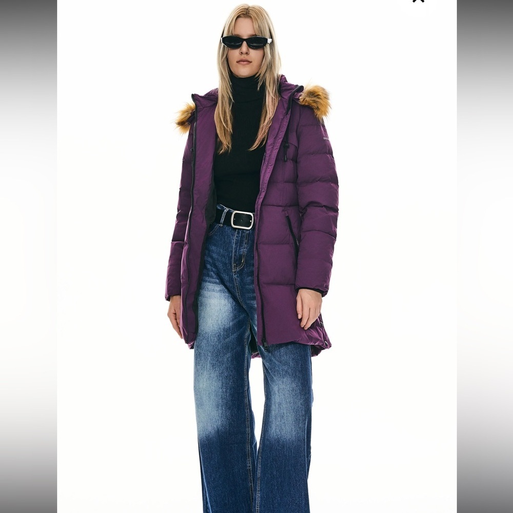 Orolay Faux Fur Trim Hood Winter Duck Down Jacket Purple Charisma Waterproof